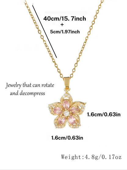 Elegant Flower Rhinestone Pendant Necklace for Women, Versatile Everyday Jewelry