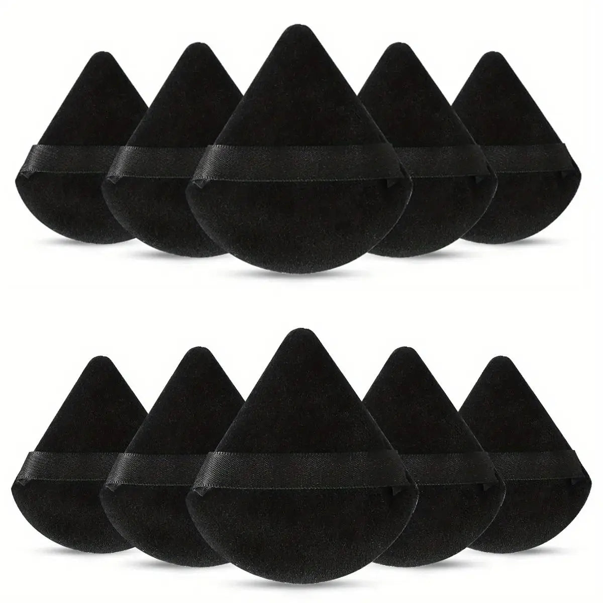 10-Pack Reusable Triangle Powder Puffs, Soft Plush Makeup Sponges for Face Powder