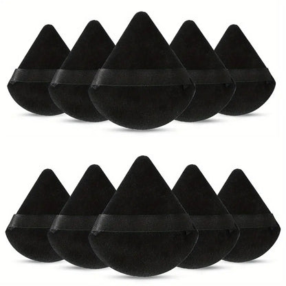 10-Pack Reusable Triangle Powder Puffs, Soft Plush Makeup Sponges for Face Powder