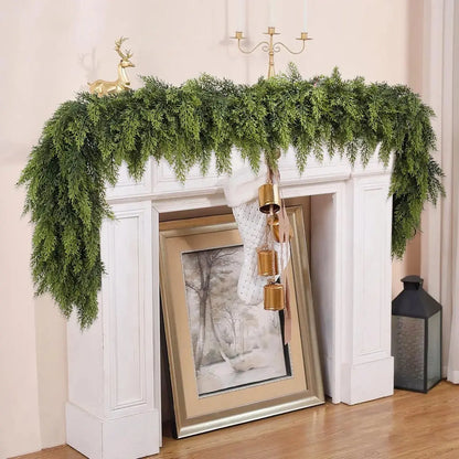 2-Pack 6 FT Artificial Cedar Garlands, Real-Touch Pine Greenery for Mantle, Wall & Holiday Decor