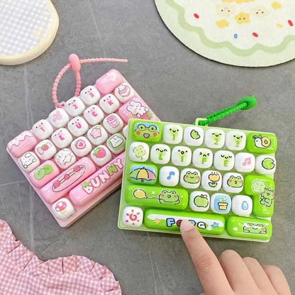 ⌨️🐾 26-Key Cartoon Animal Keyboard Keychain, Stress Relief Fidget Toy & Fun Mood Booster Gift ✨💖