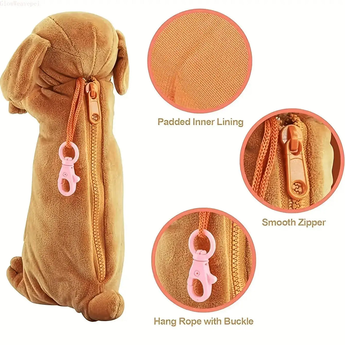 Cute Dachshund Plush Pencil Bag, Large Capacity Dog Pen Holder, Aesthetic School & Desk Organizer
