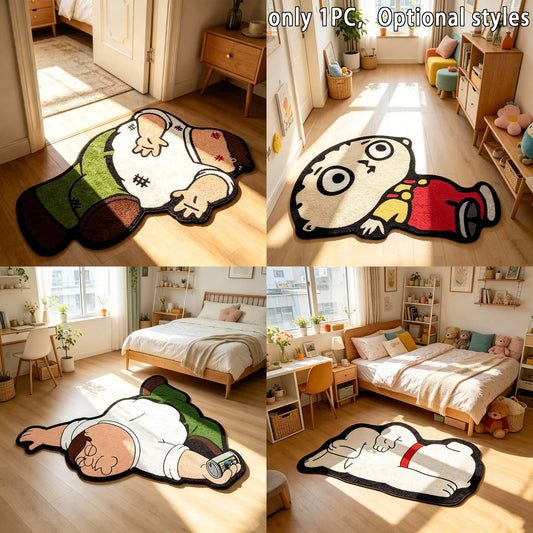 Cute Cartoon Plush Rug, Non-Slip Washable Floor Mat for Home Decor