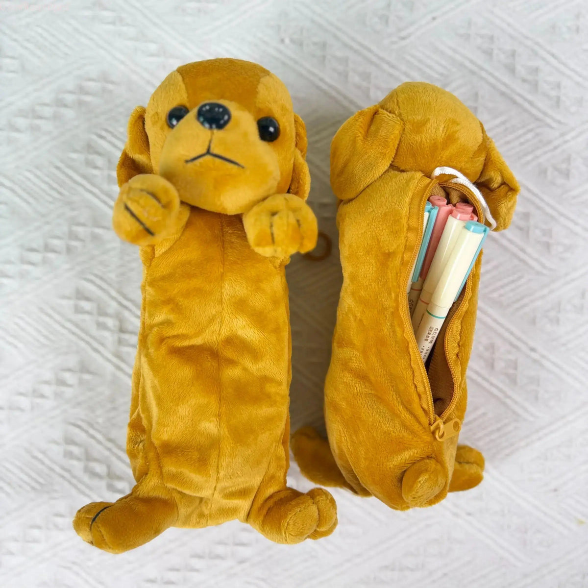 Cute Dachshund Plush Pencil Bag, Large Capacity Dog Pen Holder, Aesthetic School & Desk Organizer