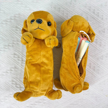 Cute Dachshund Plush Pencil Bag, Large Capacity Dog Pen Holder, Aesthetic School & Desk Organizer