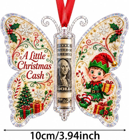 Christmas Cash Gift Ornament, Butterfly Money Holder with Clear Acrylic Display, 5PCS Set
