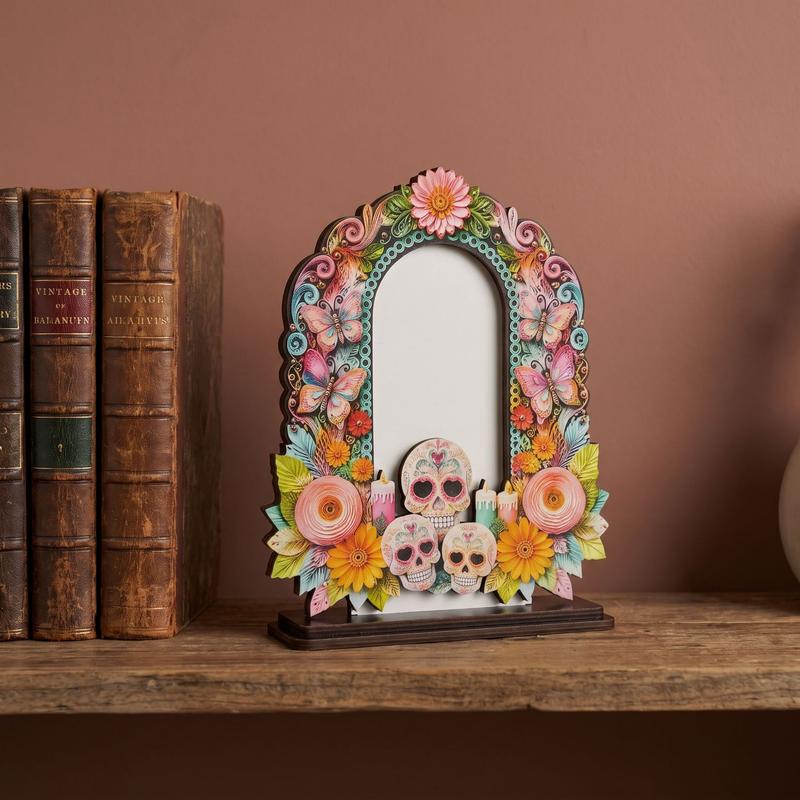 💀🌼 Day of the Dead Wooden Photo Frame, Mexican Altar Tabletop Decor with Multiple Designs ✨