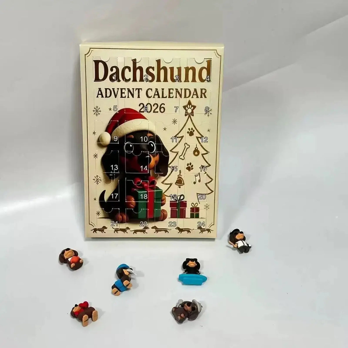 Christmas 24‑Day Countdown Surprise Box, Hanging Puppy Ornaments for Holiday Decor