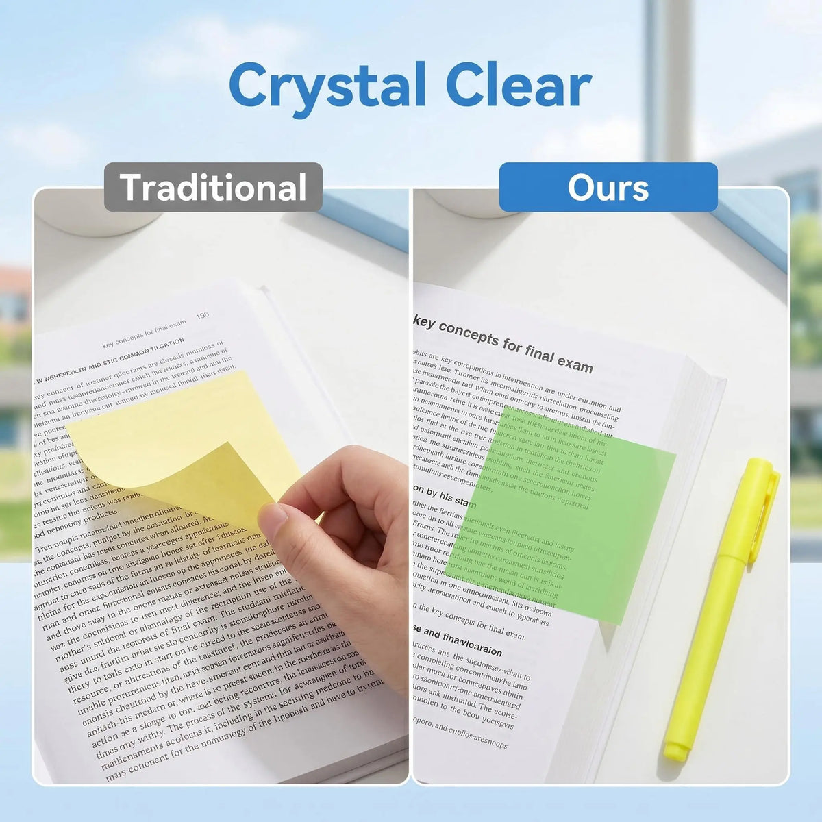 Transparent Pull-Out Glitter Sticky Notes, 12 Boxes/960 Sheets, Pop-Up Study Notes for School & Office
