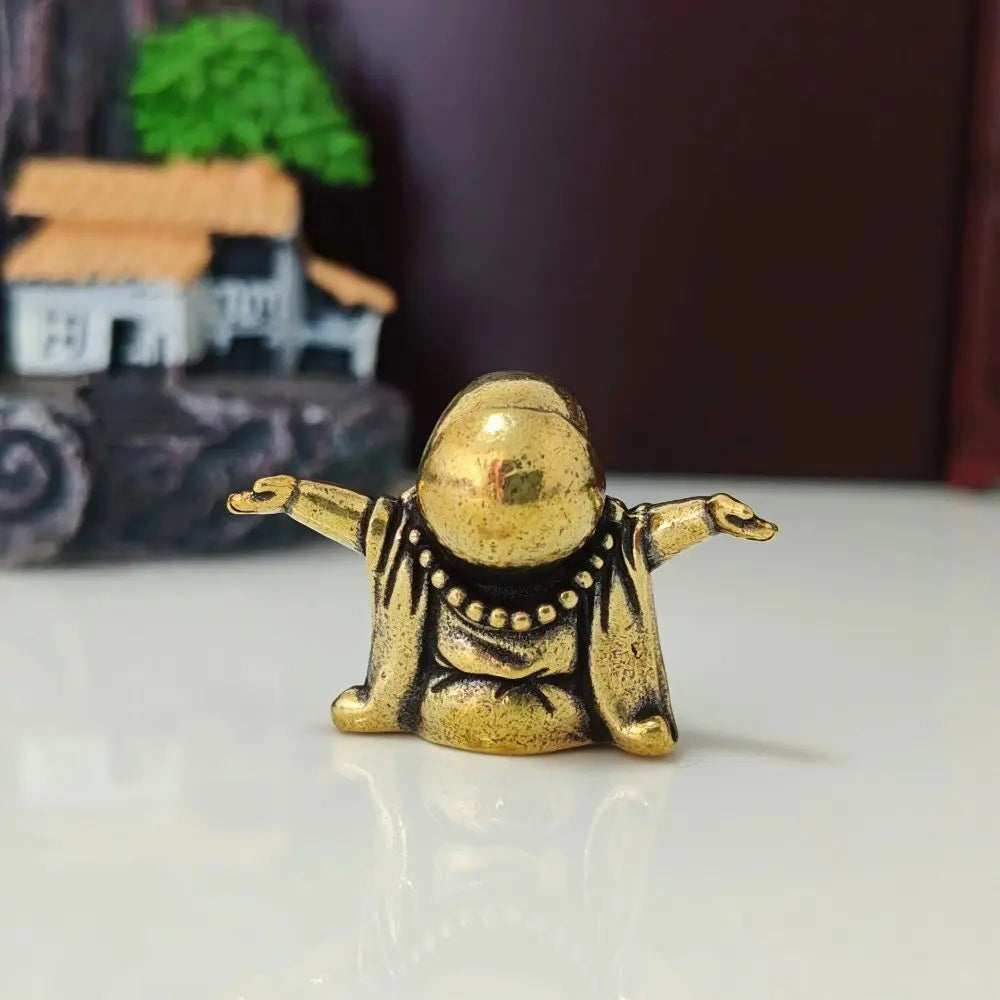 Laughing Buddha Figurine, Tea Pet Desk Ornament & Feng Shui Lucky Charm