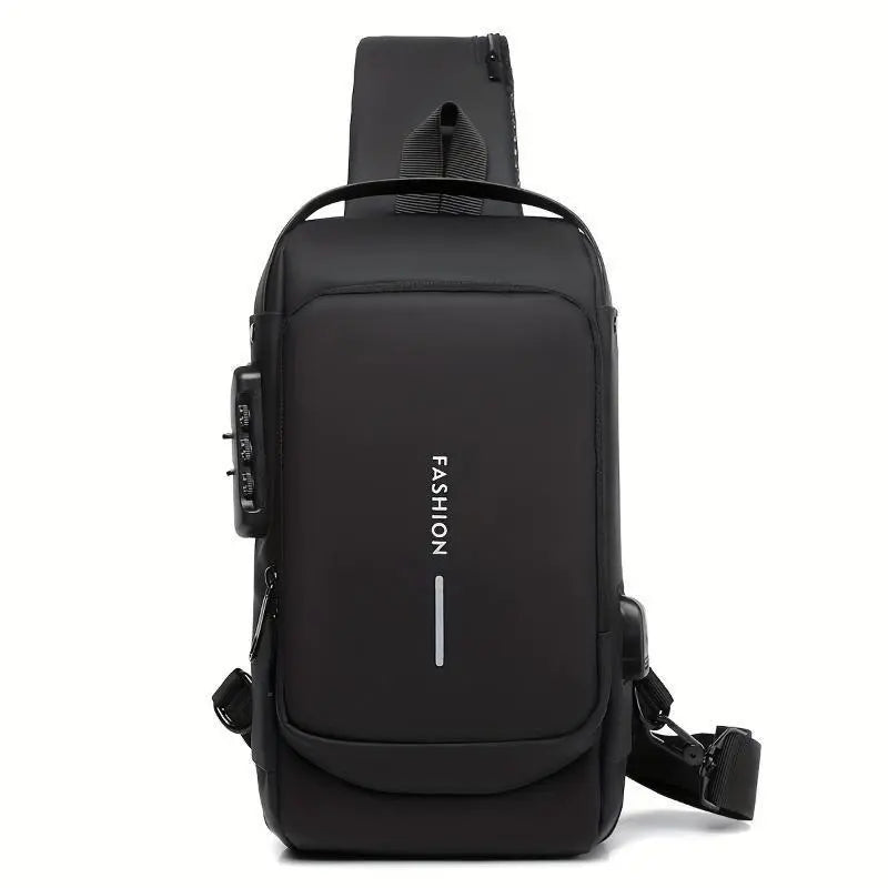 Men's Anti-Theft Chest Bag with Combination Lock — Durable Oxford Fabric, Adjustable Shoulder Strap; Ideal for Motorcycling and Casual Sports; Crossbody Style with a Summer Vibe.