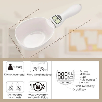 Digital Measuring Spoon Scale, Electronic Kitchen Scoop for Cooking, Baking & Pet Food