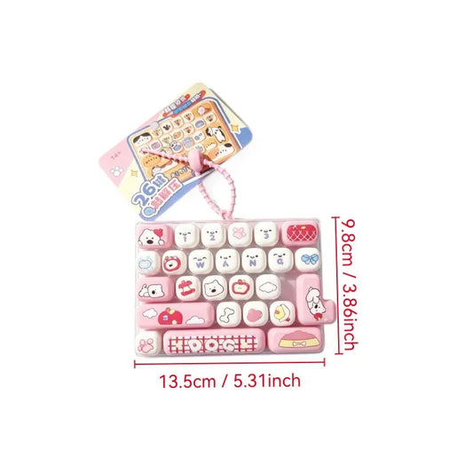 ⌨️🐾 26-Key Cartoon Animal Keyboard Keychain, Stress Relief Fidget Toy & Fun Mood Booster Gift ✨💖