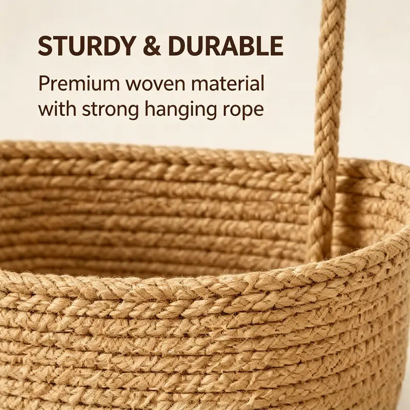 Woven cotton 3-Tier Over the Door Basket, Wall-Mounted Jute Bathroom Storage Organizer – Decorative Nursery Baskets, Perfect for Busy Mom/Dad to Store Diapers & Toys small basket Gift Hook laundry basket house organizers