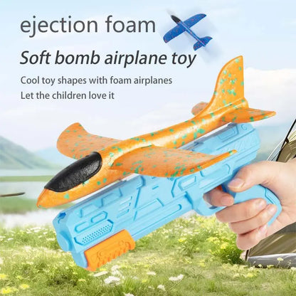 Foam Aircraft Toy with Launcher, 1 Set Outdoor Interactive Airplane Toy, Party Lawn Toy and Birthday Gift for Boys and Girls