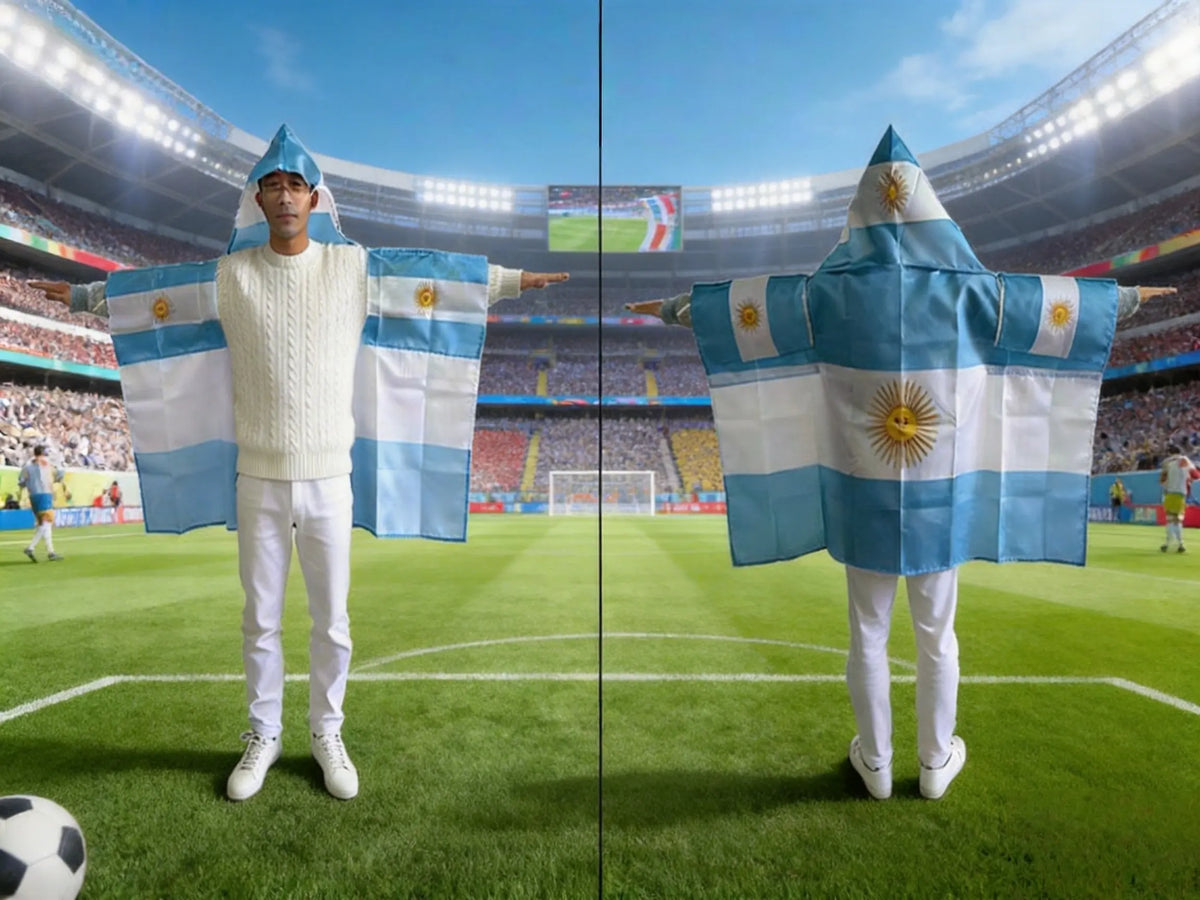 3x5FT Wearable Flag Cape – National Team Fan Hooded Flag for Stadiums & Celebrations