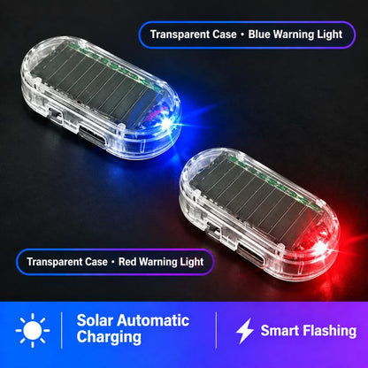 Solar Powered Car Alarm LED Light, Fake Security Warning Flasher, No-Wiring Auto Anti-Theft Decor