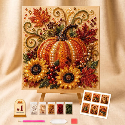 🎃✨ Autumn Pumpkin Pearl Painting Kit, 12×12in DIY Sparkling Craft Set for Adults 🍂🖌️