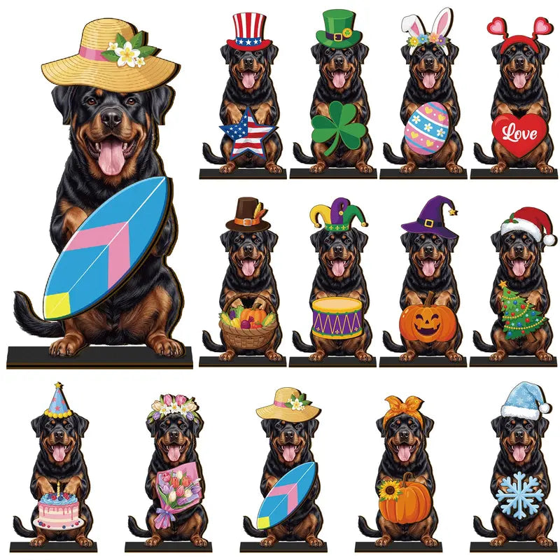 Halloween Golden Retriever Desk Sign with Magnetic Hat, Cute Wooden Decor for Dog Lovers & Pet Families