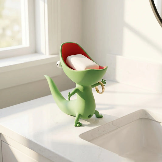 Lizard-Shaped Soap Dish, 3D Textured Multi-Use Tray for Bathroom, Kitchen, Jewelry & Keys