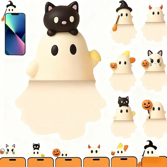3D Halloween Phone Charms, 6-Pack Spooky Ghost, Pumpkin & Bat Decorations