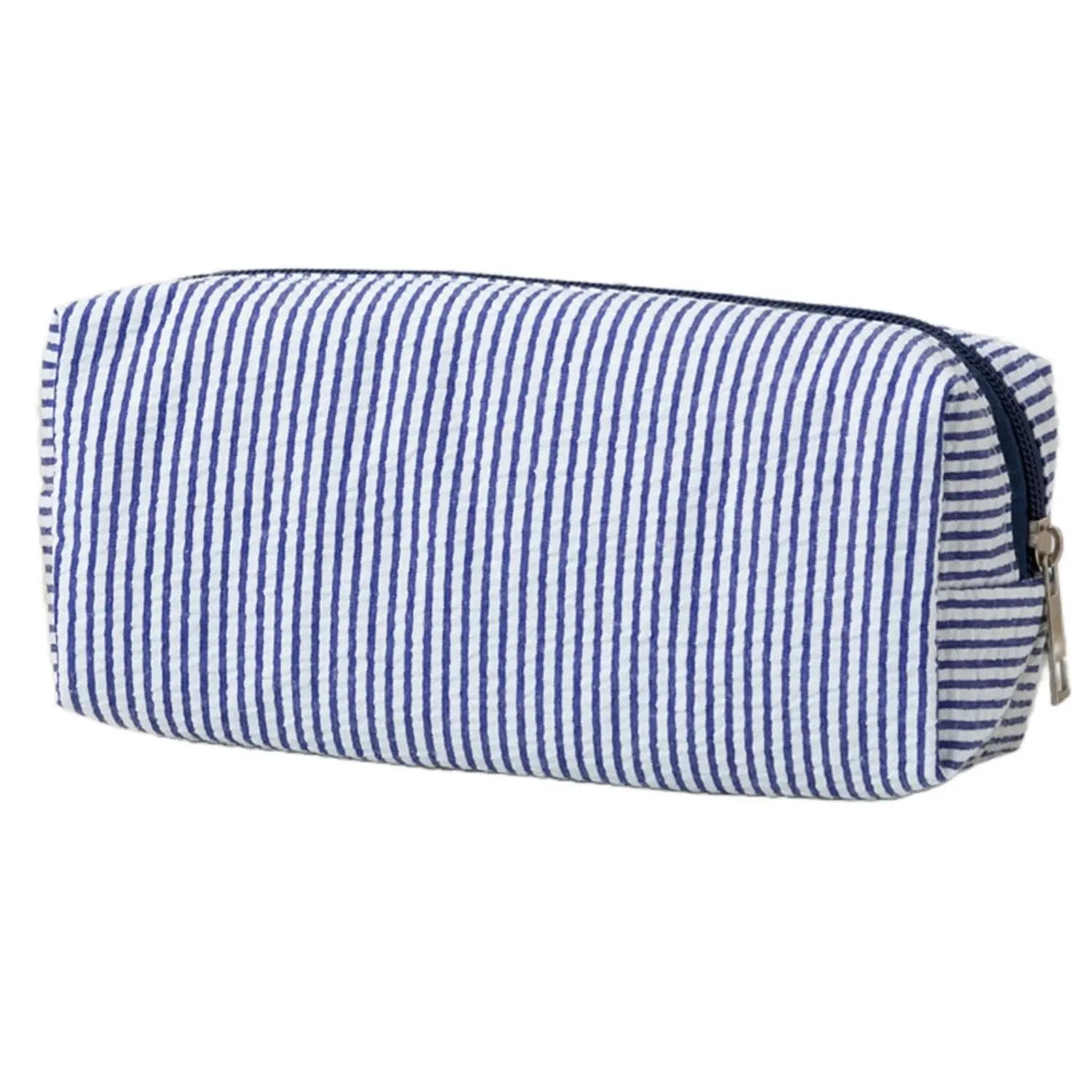 Cute Seersucker Striped Pencil Bag, Large Capacity Multifunctional Storage Pouch for Stationery and Cosmetics