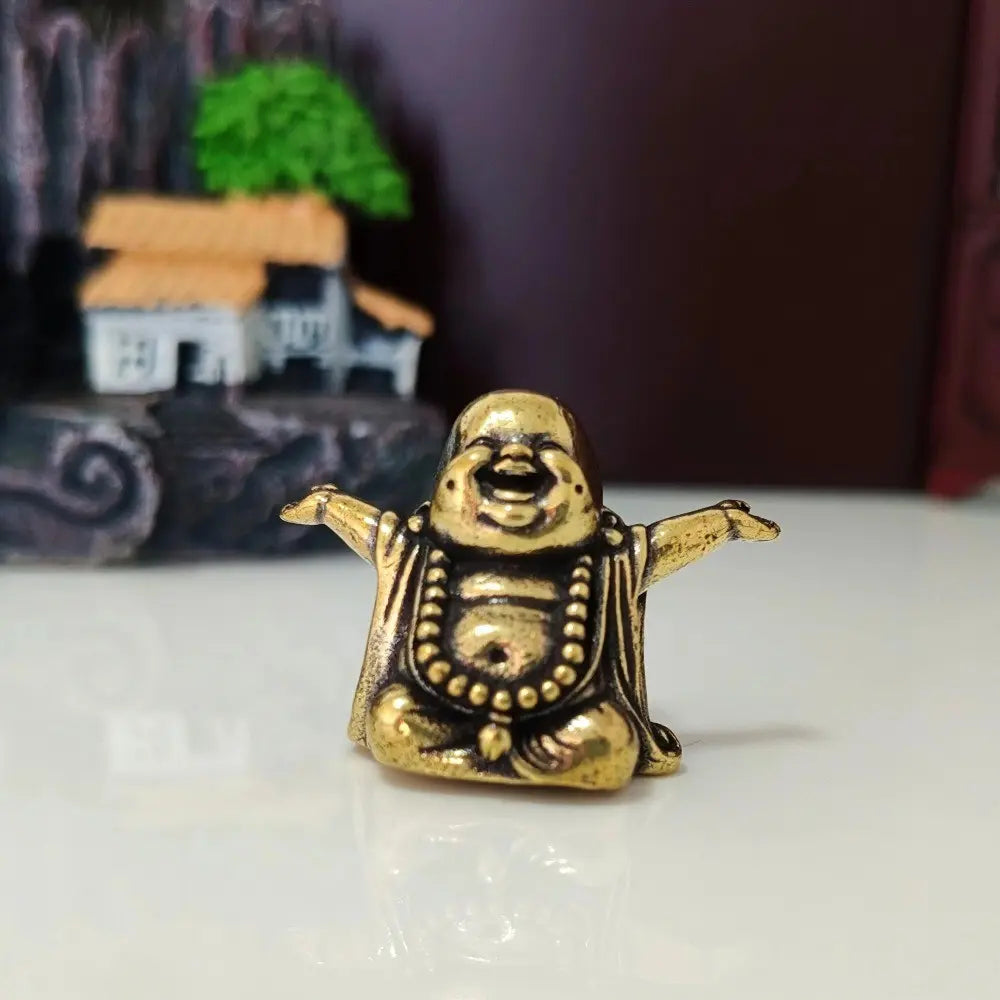 Laughing Buddha Figurine, Tea Pet Desk Ornament & Feng Shui Lucky Charm