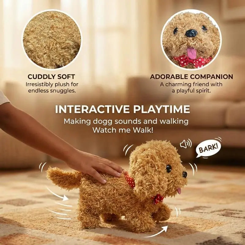 1pc Realistic Robotic Puppy Plush Toy, Interactive Walking, Barking & Tail-Wagging Dog, Cute Christmas & Birthday Gift
