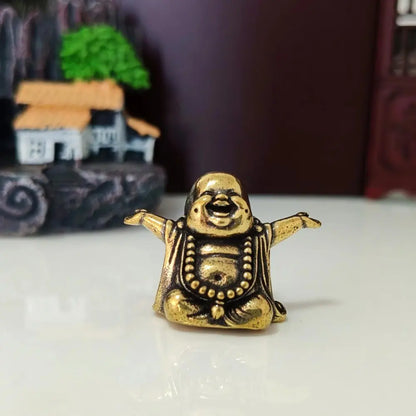 Laughing Buddha Figurine, Tea Pet Desk Ornament & Feng Shui Lucky Charm
