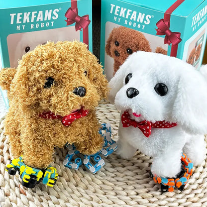 1pc Realistic Robotic Puppy Plush Toy, Interactive Walking, Barking & Tail-Wagging Dog, Cute Christmas & Birthday Gift