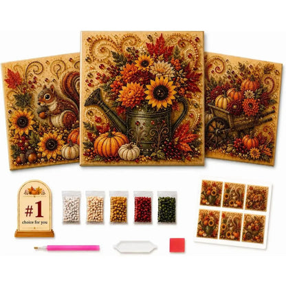 🎃✨ Autumn Pumpkin Pearl Painting Kit, 12×12in DIY Sparkling Craft Set for Adults 🍂🖌️