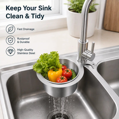 Stainless Steel Hanging Sink Strainer Basket, Fast-Drain Food Residue Filter for Kitchen Sink
