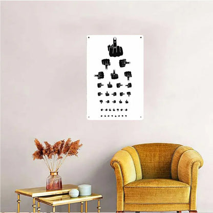 Funny Middle Finger Eye Chart Metal Sign - Humorous Wall Decor for Man Cave & Garage