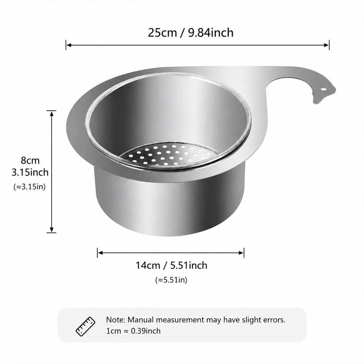 Stainless Steel Hanging Sink Strainer Basket, Fast-Drain Food Residue Filter for Kitchen Sink