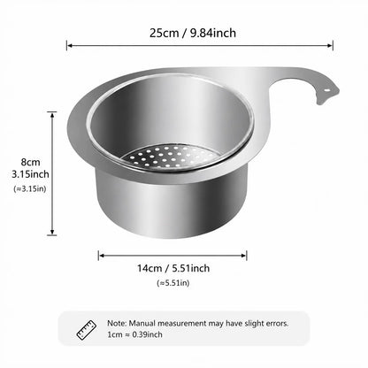 Stainless Steel Hanging Sink Strainer Basket, Fast-Drain Food Residue Filter for Kitchen Sink