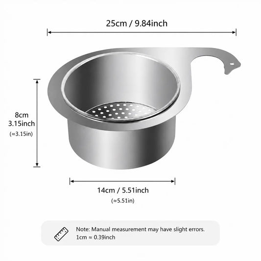 Stainless Steel Hanging Sink Strainer Basket, Fast-Drain Food Residue Filter for Kitchen Sink