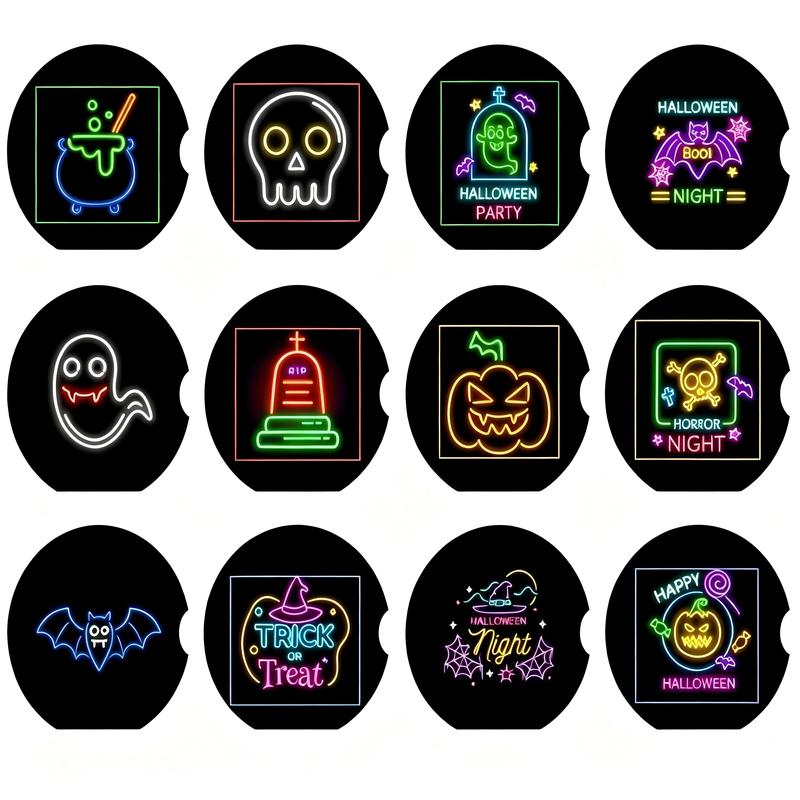 24Pcs Plastic LED Finger Projection Light Set with Halloween Patterns, Creepy Accessories for Halloween Costume, Spooky Glow Finger Flashlights Bulk with Included Cells, Kids Party Favors for Trick-or-Treat Events