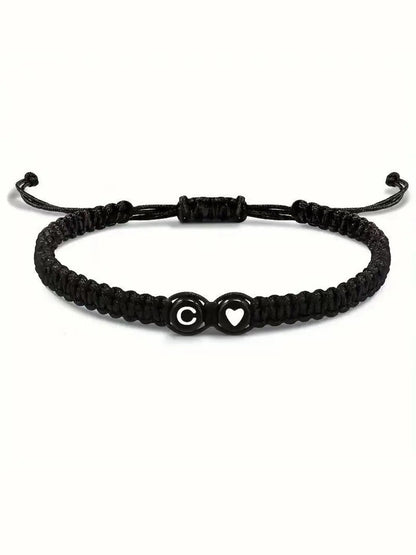 Letter & Heart Braided Bracelet – Adjustable Unisex Bracelet