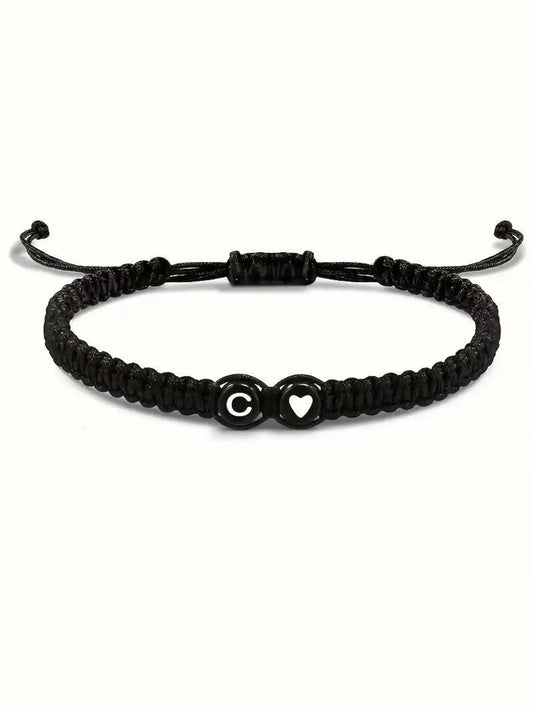 Letter & Heart Braided Bracelet – Adjustable Unisex Bracelet