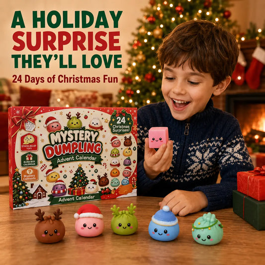 Christmas Mini Squishies Advent Calendar 2026, 24-Day Dumpling Squishy Toy Countdown with Glitter Toys for Kids