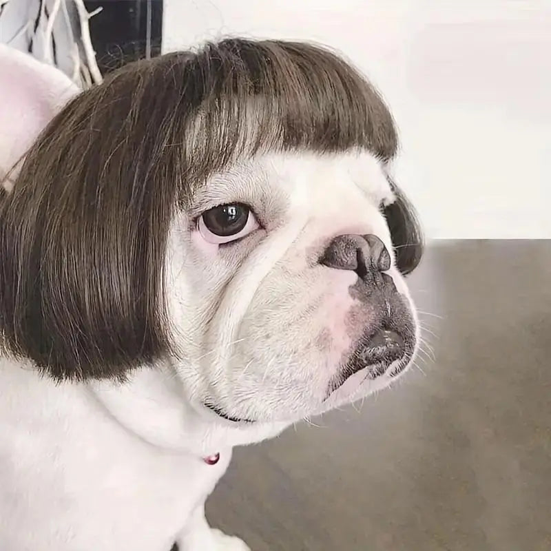 Cute Short Hair Wig Pet Headband, Funny Pet Wig Hair Accessories for Dogs & Cats, Valentine's Day Gift