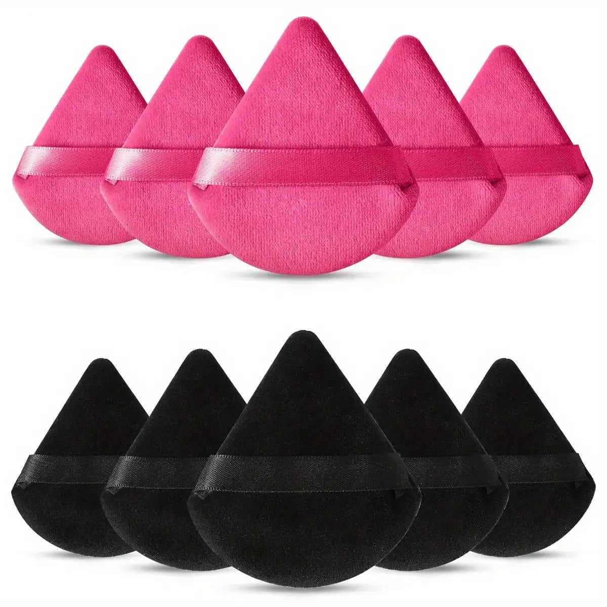 10-Pack Reusable Triangle Powder Puffs, Soft Plush Makeup Sponges for Face Powder