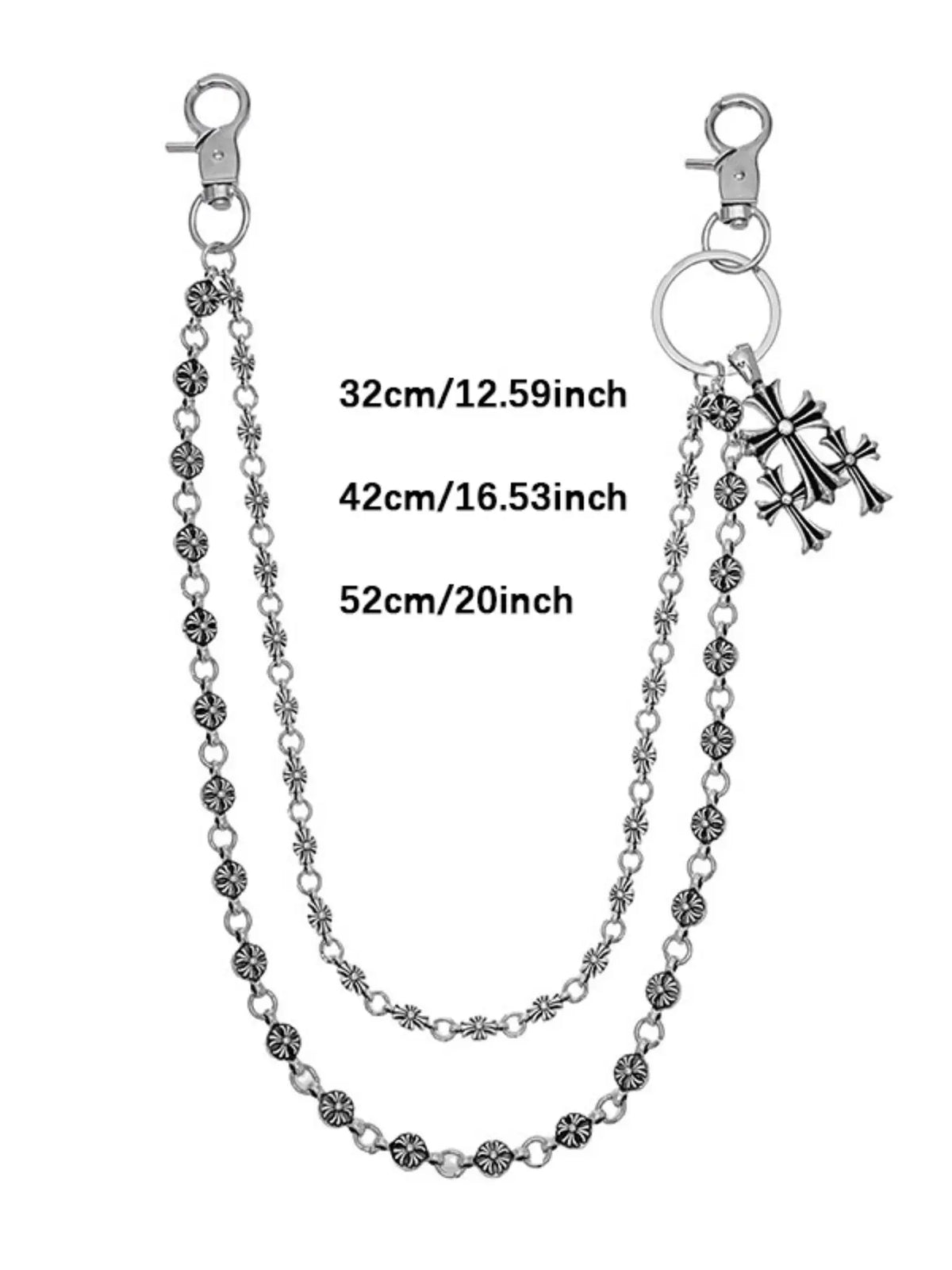 Vintage Cross Chain Wallet, Punk Hip-Hop Jeans Waist Chain, Metal Streetwear Accessory for Men & Women