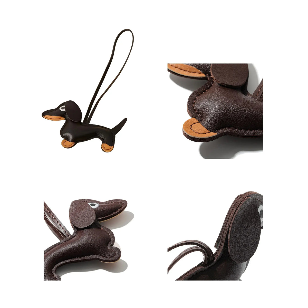 Cute Dachshund Keychain & Bag Charm, PU Leather Puppy Pendant, Y2K Accessory for Women & Men