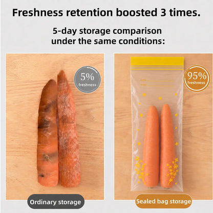Reusable Double-Seal Airtight Food Storage Bags, Thick Food-Grade Plastic Bags for Kitchen & Refrigerator Organization