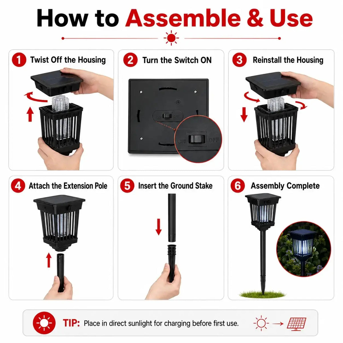 Solar Mosquito Zapper Path Light – 2-in-1 Solar UV Bug Killer & Outdoor Garden Landscape Lamp, Waterproof Yard Stake Light