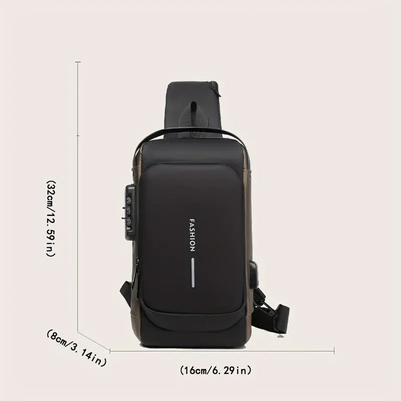 Men's Anti-Theft Chest Bag with Combination Lock — Durable Oxford Fabric, Adjustable Shoulder Strap; Ideal for Motorcycling and Casual Sports; Crossbody Style with a Summer Vibe.