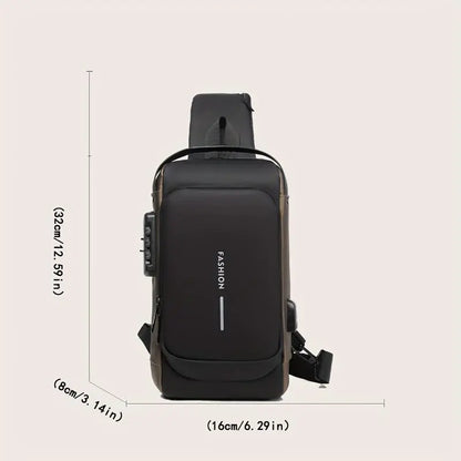 Men's Anti-Theft Chest Bag with Combination Lock — Durable Oxford Fabric, Adjustable Shoulder Strap; Ideal for Motorcycling and Casual Sports; Crossbody Style with a Summer Vibe.