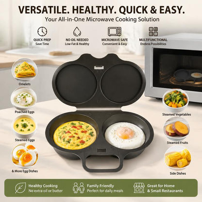 Microwave Egg Cooker, 2-Cup Non-Stick Egg Steamer for Quick & Easy Cooking