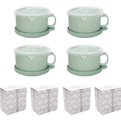 Set of 4 25-oz Halloween Mug Meals with Lids & Gift Boxes, Spooky Seasonal Drinkware & Gift Set